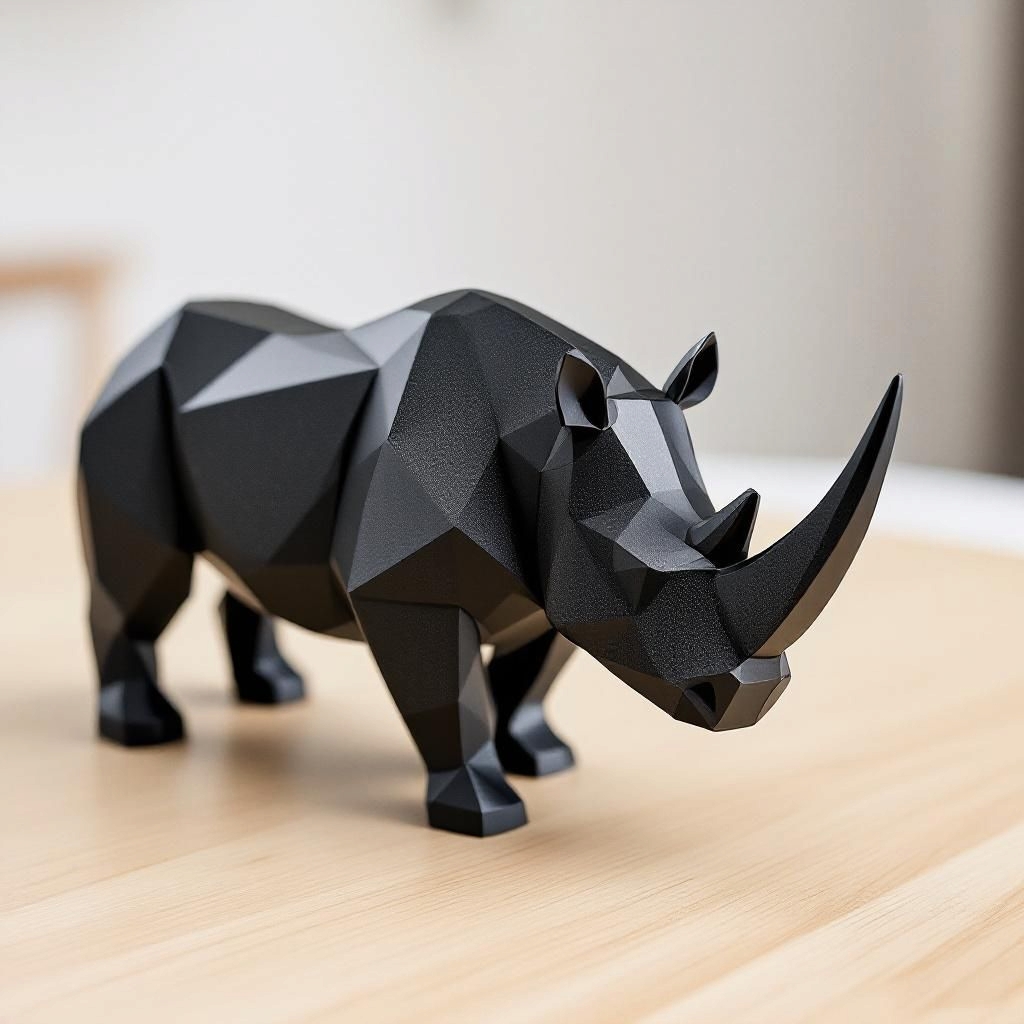 Nosorożec w geometrycznym stylu low poly - figurka dekoracyjna